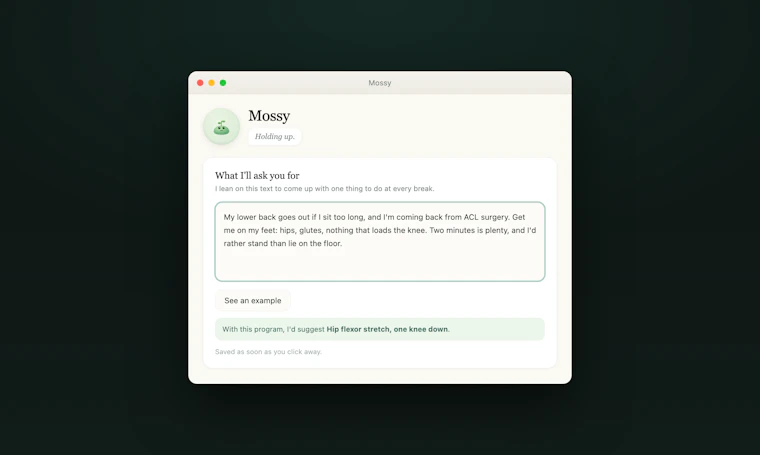 Mossy - 桌面上一株会枯萎的植物。你只需写下休息时想做的事。 产品图片 3