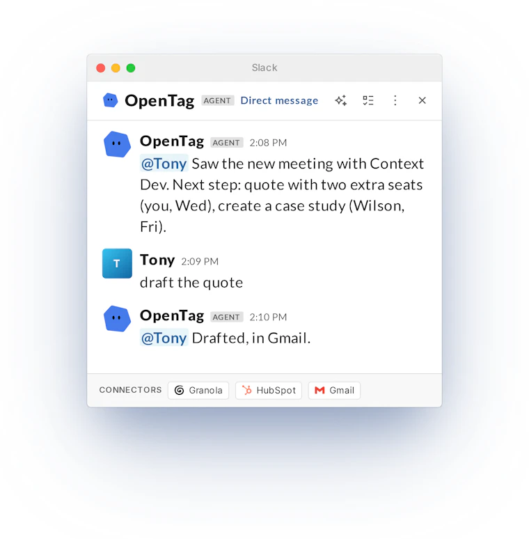 OpenTag - AI协作者常驻Slack与Teams 产品图片 6