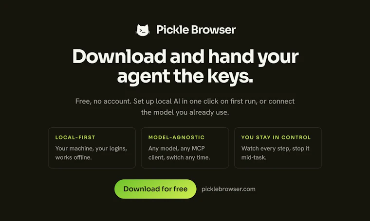Pickle Browser - 专为智能体打造的浏览器。本地运行，可视化窗口实时掌控 产品图片 7