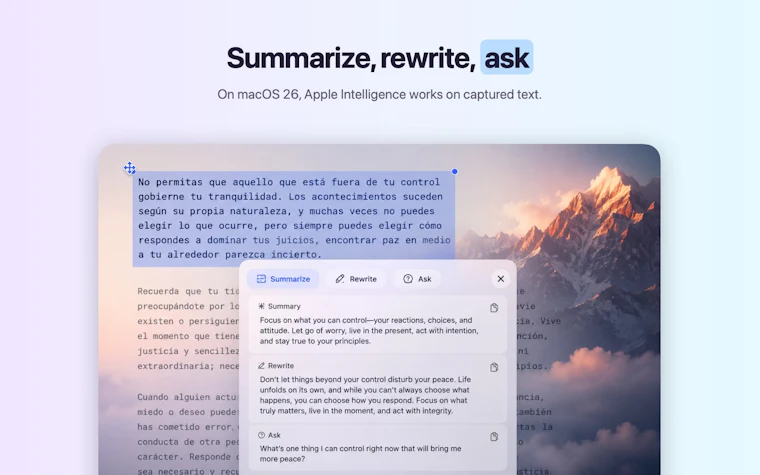 PixelRead AI OCR - 在 Mac 上捕获、翻译并理解任意屏幕文本 产品图片 3