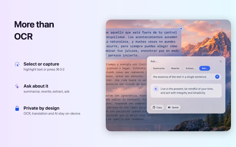 PixelRead AI OCR - 在 Mac 上捕获、翻译并理解任意屏幕文本 产品图片 5