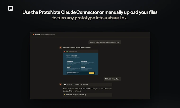 ProtoNote - 分享AI生成的原型，获取精准锚定在页面上的反馈 产品图片 2
