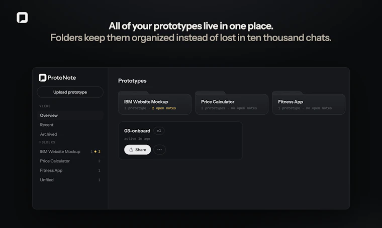 ProtoNote - 分享AI生成的原型，获取精准锚定在页面上的反馈 产品图片 6
