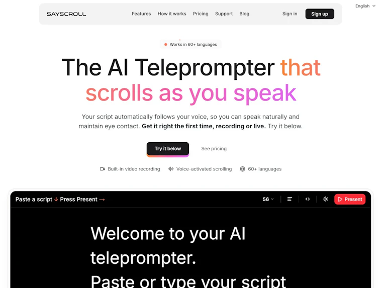 Sayscroll - 随声自动滚动的AI提词器 产品图片 1