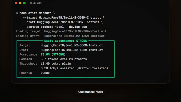 Soup CLI - 在 4GB 笔记本显卡上微调 80 亿参数大语言模型 产品图片 6