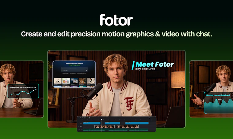 Video Agent by Fotor - 通过对话创建与编辑精准动态图形及视频 产品图片 1