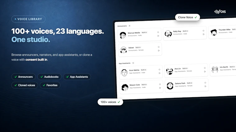 Vois 2.0 - 支持无限生成的 ElevenLabs 替代方案 产品图片 3
