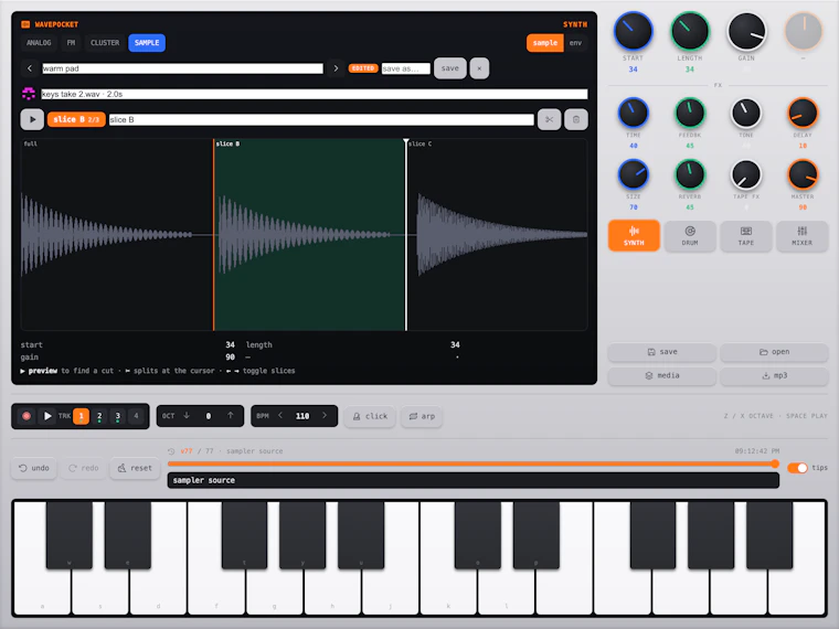 Wavepocket ▶︎•၊||၊||။၊|။ - 集合成器、鼓机、四轨磁带循环与效果器于一体的创作工具 产品图片 1