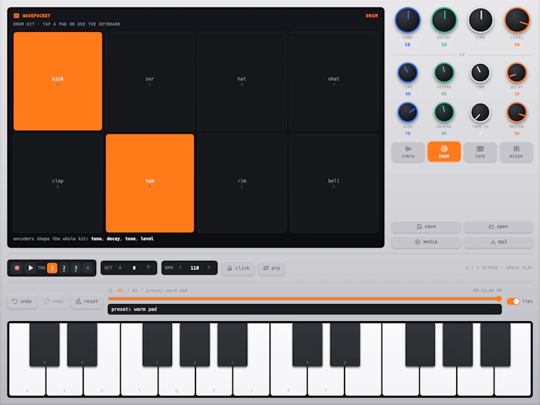 Wavepocket ▶︎•၊||၊||။၊|။ - 集合成器、鼓机、四轨磁带循环与效果器于一体的创作工具 产品图片 3