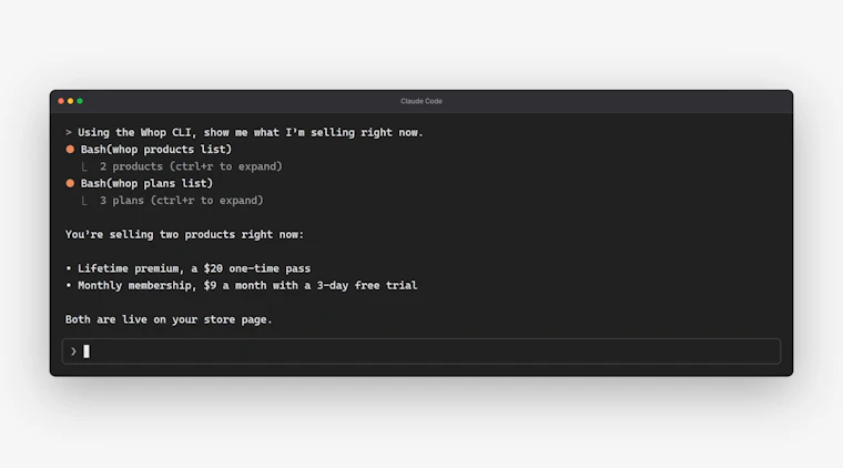 Whop CLI - 从终端掌控你的全部业务 产品图片 3