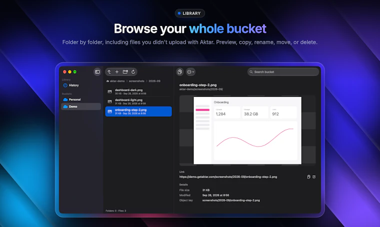 Aktar - 从您的私有云即时分享文件。支持 Mac、Windows、iOS 产品图片 3