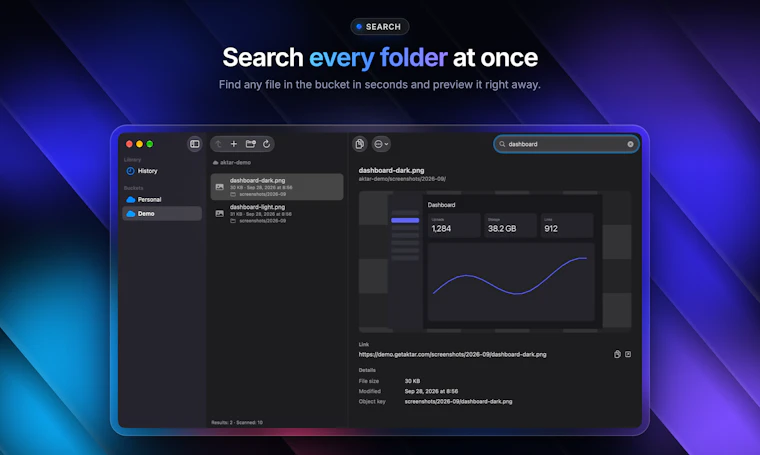 Aktar - 从您的私有云即时分享文件。支持 Mac、Windows、iOS 产品图片 4