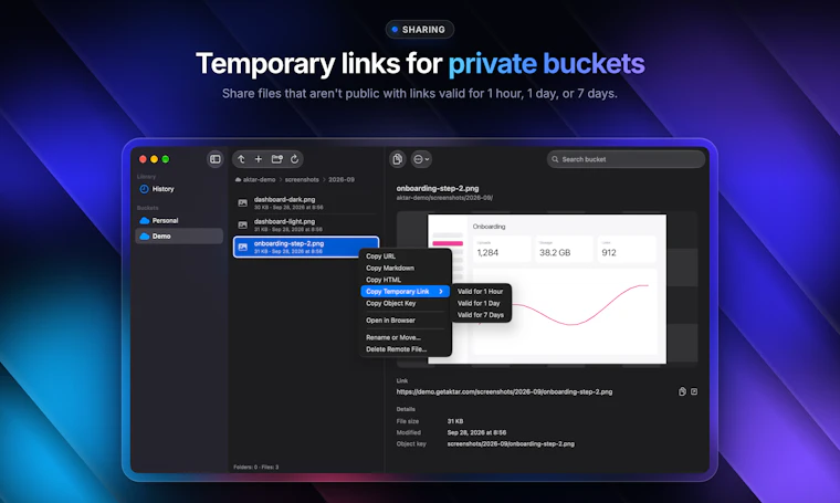 Aktar - 从您的私有云即时分享文件。支持 Mac、Windows、iOS 产品图片 5