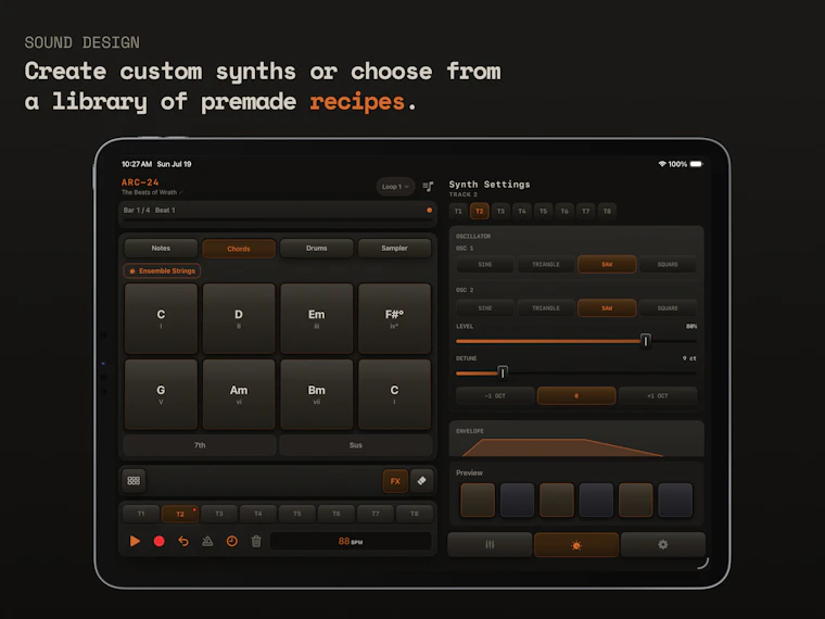 ARC-24 Multitrack Groovebox for iOS - 专为iOS打造的集多轨合成器、采样器、鼓机与循环录制于一体的音乐工具。 产品图片 3