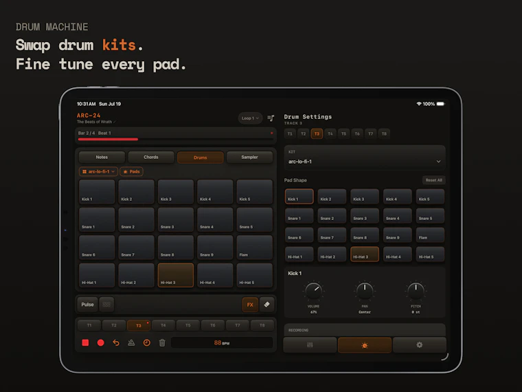 ARC-24 Multitrack Groovebox for iOS - 专为iOS打造的集多轨合成器、采样器、鼓机与循环录制于一体的音乐工具。 产品图片 5