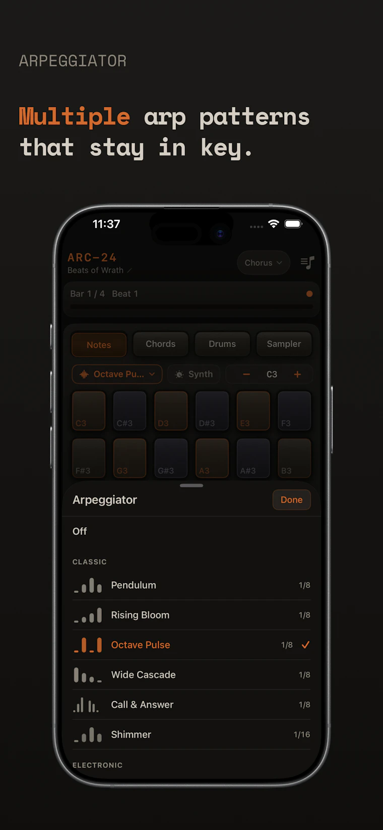 ARC-24 Multitrack Groovebox for iOS - 专为iOS打造的集多轨合成器、采样器、鼓机与循环录制于一体的音乐工具。 产品图片 7
