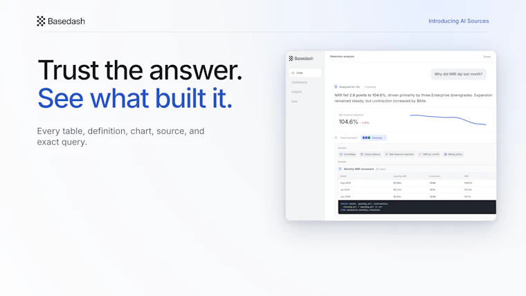 Basedash AI Sources - 透视AI答案生成逻辑，让每次回答都值得信赖 产品图片 3