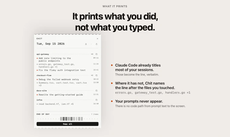 Chit - 一键生成你的 Claude Code 每日工作清单 产品图片 2