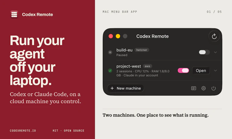 Codex Remote - 将 Codex 或 Claude Code 部署至您自有的云服务器 产品图片 2