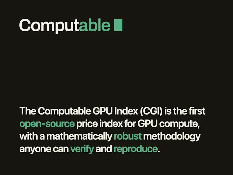 Computable GPU Index (CGI) - 首款开源GPU算力定价指数 产品图片 1