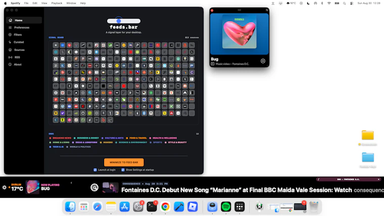 FeedsBar - 专为Mac桌面打造的静谧不间断新闻/媒体滚动条 产品图片 2