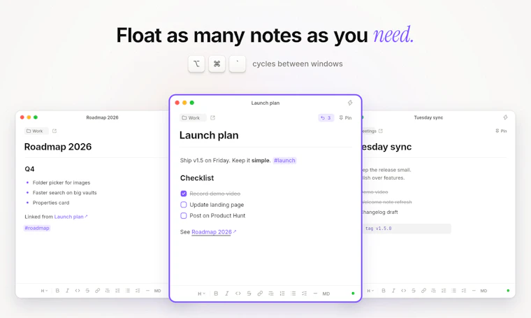 Flotnote - Mac端悬浮Markdown笔记。一次买断，文件永久归属。 产品图片 5