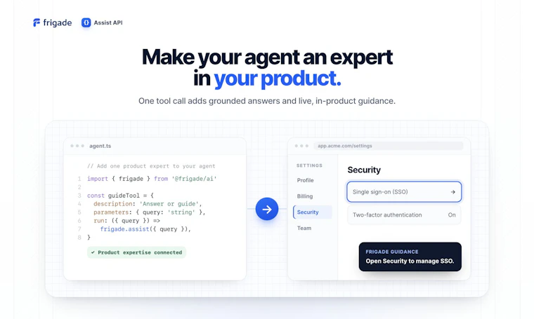 Frigade Assist API - 为你的 AI 智能体提供引导,精准指示用户点击位置 产品图片 1