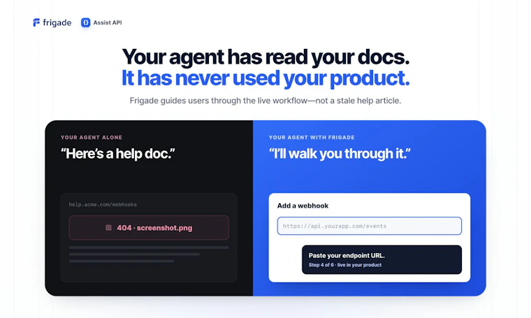 Frigade Assist API - 为你的 AI 智能体提供引导,精准指示用户点击位置 产品图片 2