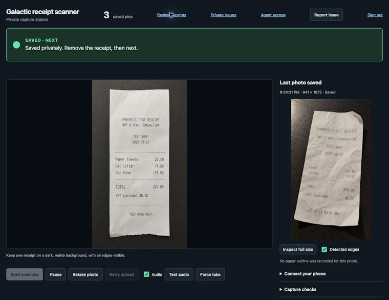 Galactic Receipt Scanner - 一键将手机升级为免提式票据扫描站 产品图片 1