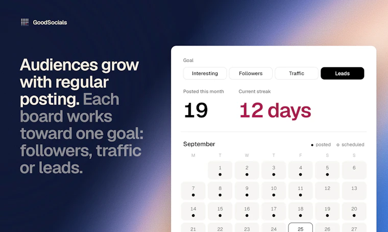 GoodSocials - 专为领英打造的AI社交媒体管家。只生成真实原创内容 产品图片 5
