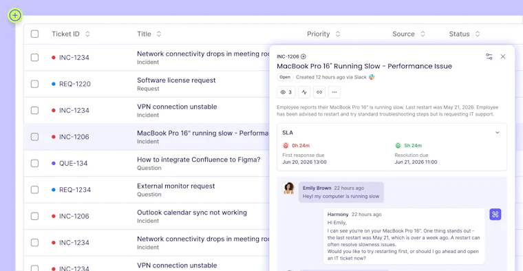 Harmony - 在 Slack 和 Teams 中自动处理 IT/HR 工单的 AI 智能体 产品图片 2