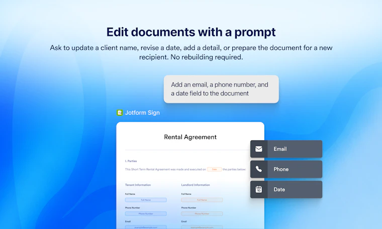 Jotform Sign for ChatGPT and Claude - 在ChatGPT和Claude中直接创建、发送并签署文档 产品图片 3