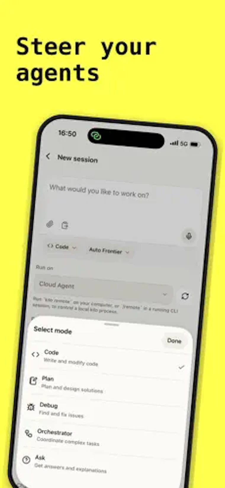 Kilo Code for iOS and Android - 启动编码智能体，掌控开发会话，审查 PR。随时随地。 产品图片 3
