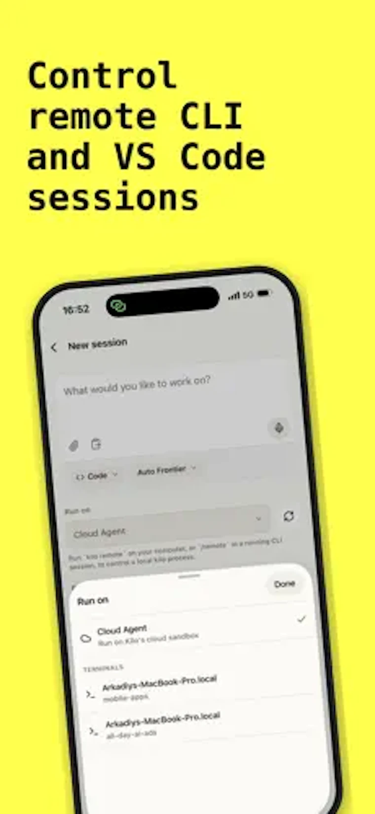 Kilo Code for iOS and Android - 启动编码智能体，掌控开发会话，审查 PR。随时随地。 产品图片 5