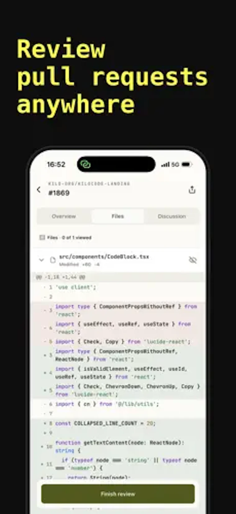 Kilo Code for iOS and Android - 启动编码智能体，掌控开发会话，审查 PR。随时随地。 产品图片 6
