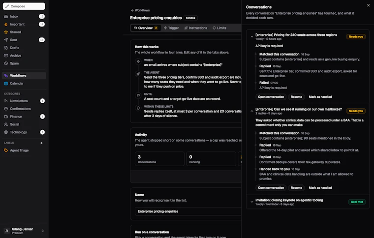 LaterOn v2: The agentic email plaftform - 一次描述邮件任务，高效搞定一切。 产品图片 3