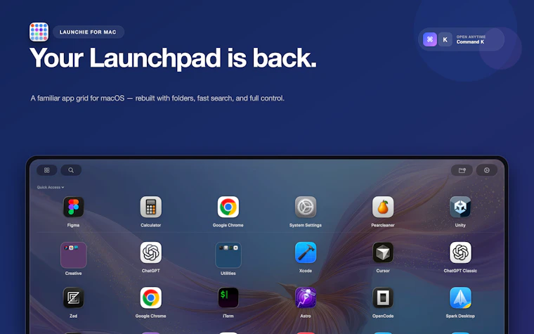 Launchie 1.6.1 - macOS 27 Golden Gate 专属的 Launchpad 替代工具 产品图片 5