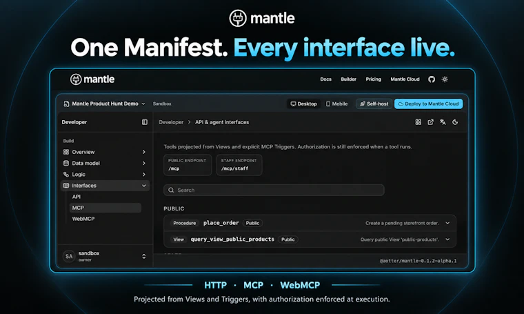 Mantle - 通过 WebMCP 由智能体配置的开源服务运行时 产品图片 4