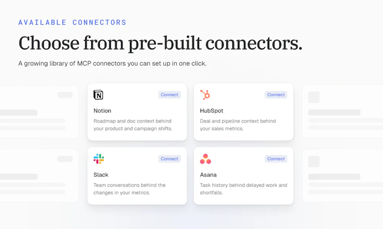 MCP Connectors by Databox - 为您的 AI 分析师提供上下文，助力解读业务表现并驱动行动 产品图片 4