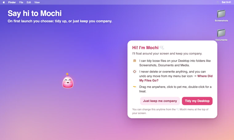 Mochi - 一只可爱的Mac桌面萌宠，帮你整理散落的文件 产品图片 3