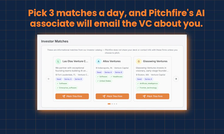 Pitchfire for Startups - 精准触达理念契合的投资人 产品图片 3