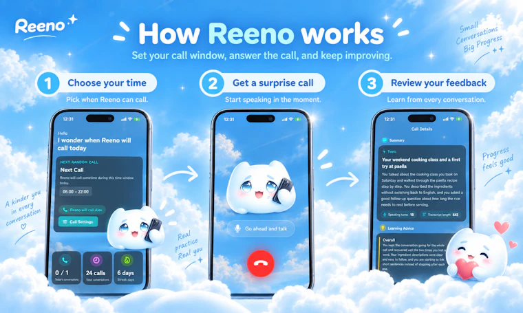 Reeno - AI随机来电,助你练习外语口语 产品图片 2