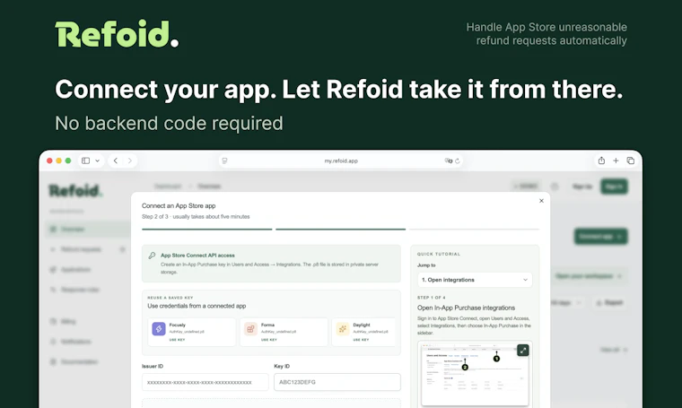 Refoid  - 自动化处理 App Store 退款回复，全程追踪每一笔结果 产品图片 2
