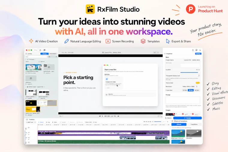 RxFilmStudio - 用AI助手轻松创建与编辑产品视频 产品图片 2