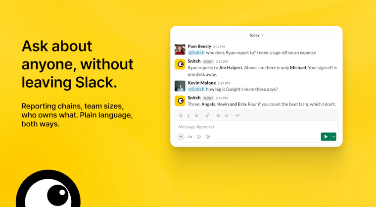 Snitch - 由全员共建的 Slack 组织架构图。 产品图片 3
