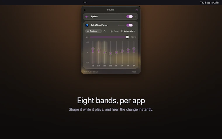 SOUND - 为每个 Mac 应用独立配置均衡器、音量与输出设备。 产品图片 2