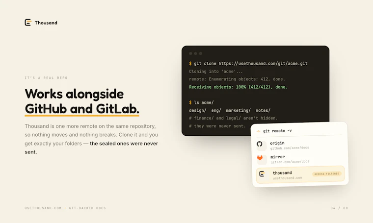 Thousand - 面向人类与 AI 的智能体 Git 文档库 产品图片 4