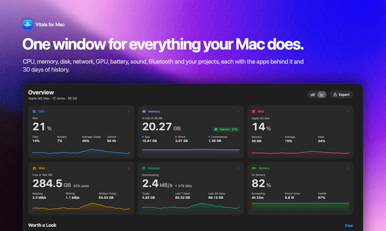 Vitals  - 一款以应用而非进程为核心的 Mac 活动监视器 产品图片 2