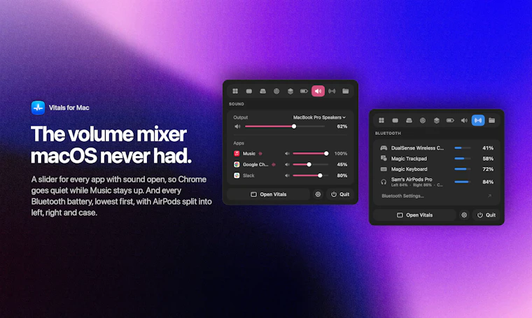 Vitals  - 一款以应用而非进程为核心的 Mac 活动监视器 产品图片 4