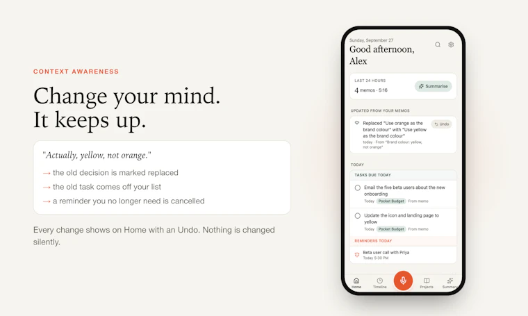 Voice Memo - 开源语音笔记，自动归档你的任务与提醒事项 产品图片 3